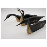 Three Carved and Painted Wooden Birds signed