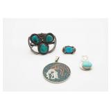 Silver Jewelry Lot with Turquoise