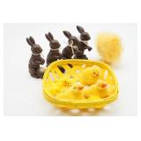 Easter Bunny Figurines and Yellow Chick Basket