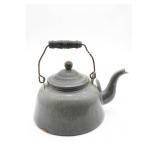 Gray Graniteware Teapot With Lid and Handle