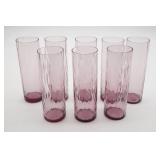 Eight Purple Tall Glass Tumblers