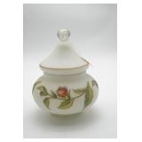 Frosted Glass Jar with Floral Design