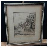 Engraving Print of The Valley Farm by