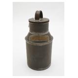 Metal Milk Can with Handle and Engraved Plate