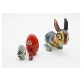 Polish Wooden Eggs and Tin Wind-Up Bunny