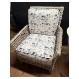 Wicker Armchair With Tropical Upholstery