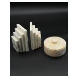Marble Bookends and Trinket Dish
