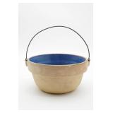 Stoneware Bowl With Blue Interior and Handle