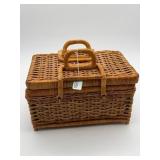 Wicker Sewing Basket with Contents