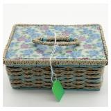 Woven Sewing Basket With Lid and Supplies