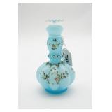 Fenton Blue Glass Melon Cologne Bottle As Is
