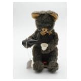 Vintage Mechanical Toy Bear with Bottle and Cup