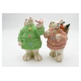 Rabbit Figurines in Sweaters