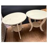 Cream Painted Oval Accent Tables