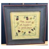 Framed Embroidered Wall Decor With Quote