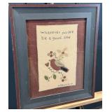 Framed Fabric Artwork With Bird and Quote