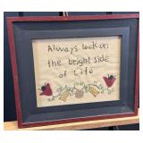Framed Embroidered Wall Hanging With Quote