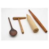Four Wooden Kitchen Utensils