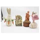 Easter Bunny Decorative Figurines Set