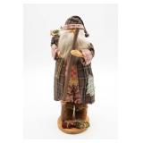 Plaid-Clad Santa Figurine with Accessories