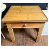 Wooden Side Table With Glass Top
