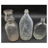Three Vintage Glass Bottles