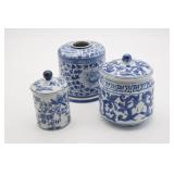 Blue & White Ceramic Jars and Tissue Holder