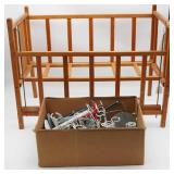 Wooden Doll Crib With Doll Stands
