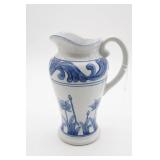 Blue and White Ceramic Pitcher with Floral Motif