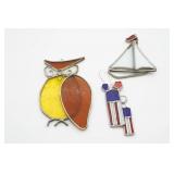 Stained Glass Owl, Sailboat, and Abstract Pieces
