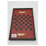 Hand-Painted Wooden Checkerboard