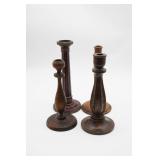 Four Wooden Candle Holders