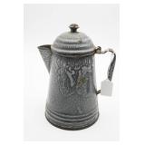 Gray Graniteware Coffee Pot with Lid