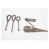 Vintage Shoe Hooks and Metal Shoehorn