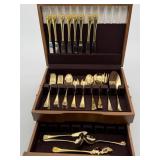 Gold-Tone Flatware Set with Case