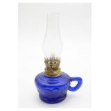 Small Cobalt Blue Glass Oil Lamp