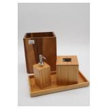 Wood Bathroom Accessory Set