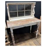 Primitive Table With Window Frame Back