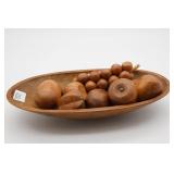 Wooden Bowl With Assorted Decorative Fruits