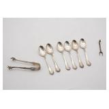 Sterling Silver Spoons, Tongs & Fork