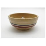 Stoneware Bowl with Red and Blue Stripes