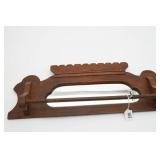 Wooden Mirror and Towel Rack Combination