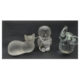3 Crystal and Glass Animal Figurines