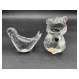 Fenton Bear Paperweight and Bird