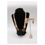 Vintage Beaded Necklace & Pierced Earrings