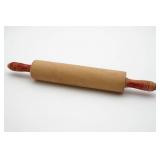 Wooden Rolling Pin with Red Handles