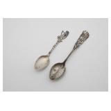 Two Vintage Souvenir Spoons, Native American Theme