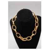 Chunky Gold Tone Oval Link Choker Necklace