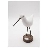 White Ceramic Bird Sculpture On Metal Stand