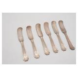 6 Sterling Silver Monogrammed Butter Spreaders
